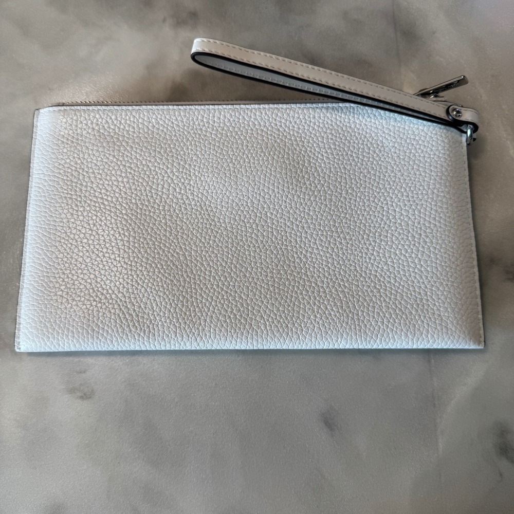 MICHAEL KORS Optic White Leather Studded Jet Set Travel Wristlet Clutch - Picture 2 of 5